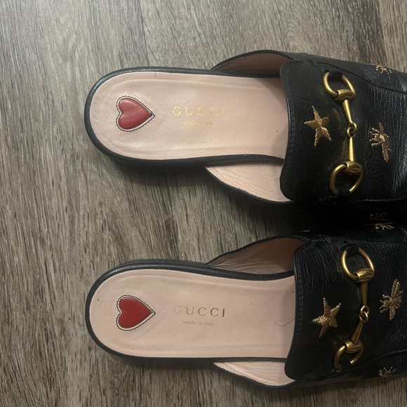 Gucci Black and Gold Embroidered Mules - Picture 4 of 4